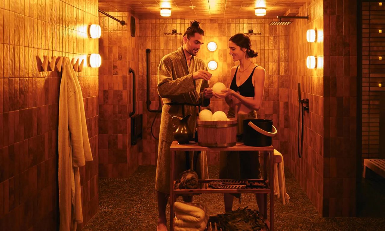 Guests preparing for a sauna session at Othership Flatiron
