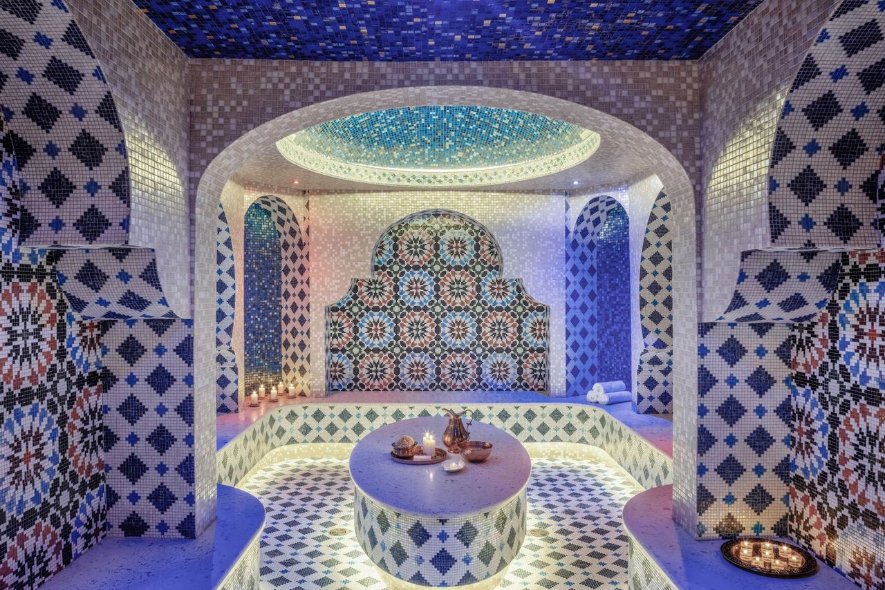 The tiled Moroccan hammam at WORLD SPA, Brooklyn
